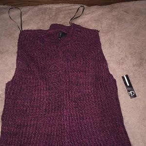 Burgundy sleeveless sweater dress
